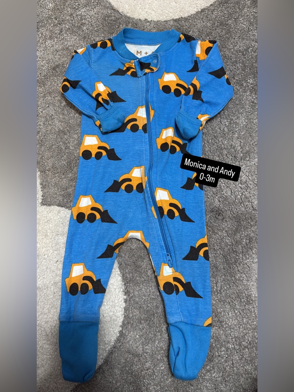 Monica and Andy Blue Truck Footed One-Piece